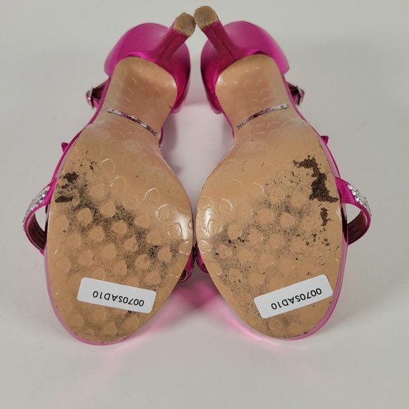 Betsey Johnson Barbiecore Pink Satin Rhinestones Bow Stiletto Shoes Women Sz  7 - Picture 7 of 13
